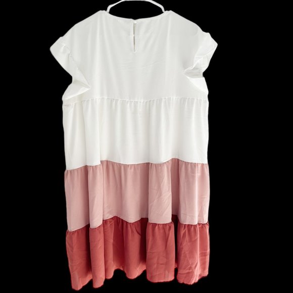 SHEIN VCAY Color Block XL NWOT Flounce Sleeve High Waist Dress CUTE! - Picture 2 of 9